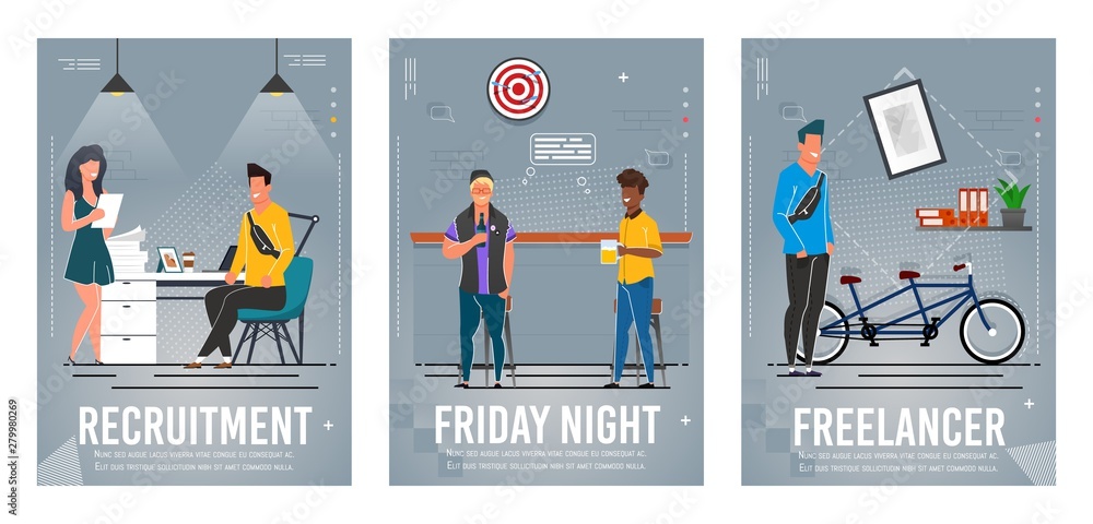 Recruitment, Friday Night, Freelancer Poster Set