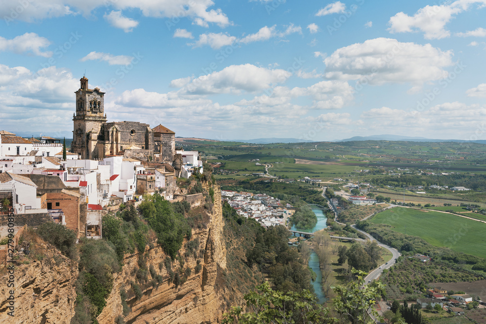 Aerial view of Arcos de la Frontera with St. Mary Parish Church -  Cadiz Province, Andalusia, Spain