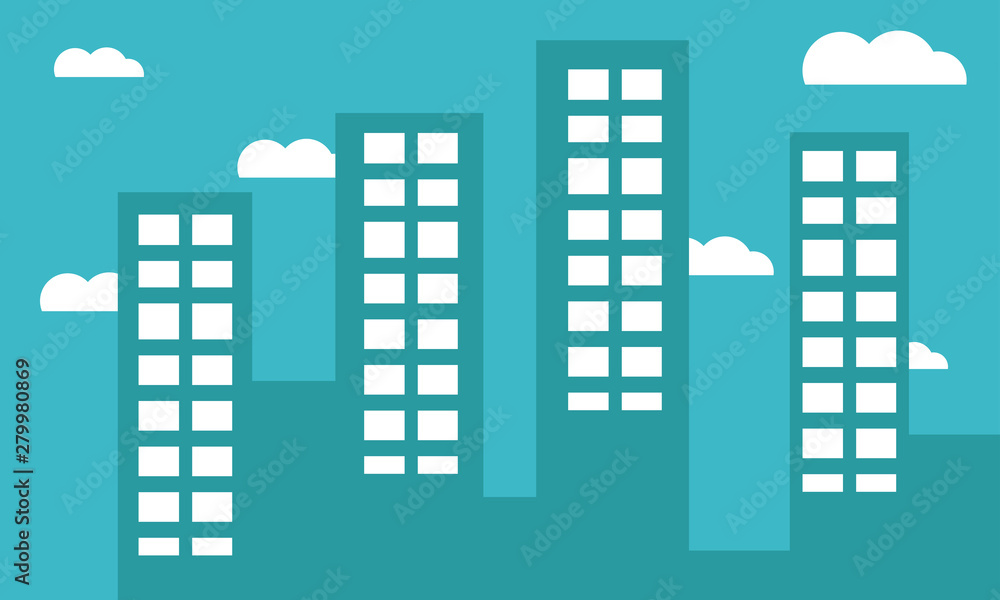 Big City Windows on White Clouds Background Big City Windows on White Clouds Background