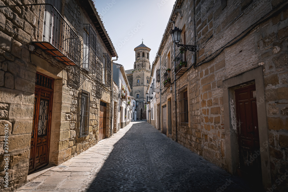 Medieval street of Baeza with old University Tower - Baeza, Jaen Province, Andalusia, Spain