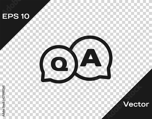 Grey Speech bubbles with Question and Answer icon isolated on tr