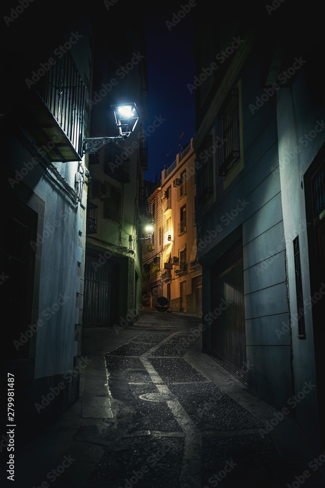 Street of Jaen at night - Jaen, Andalusia, Spain