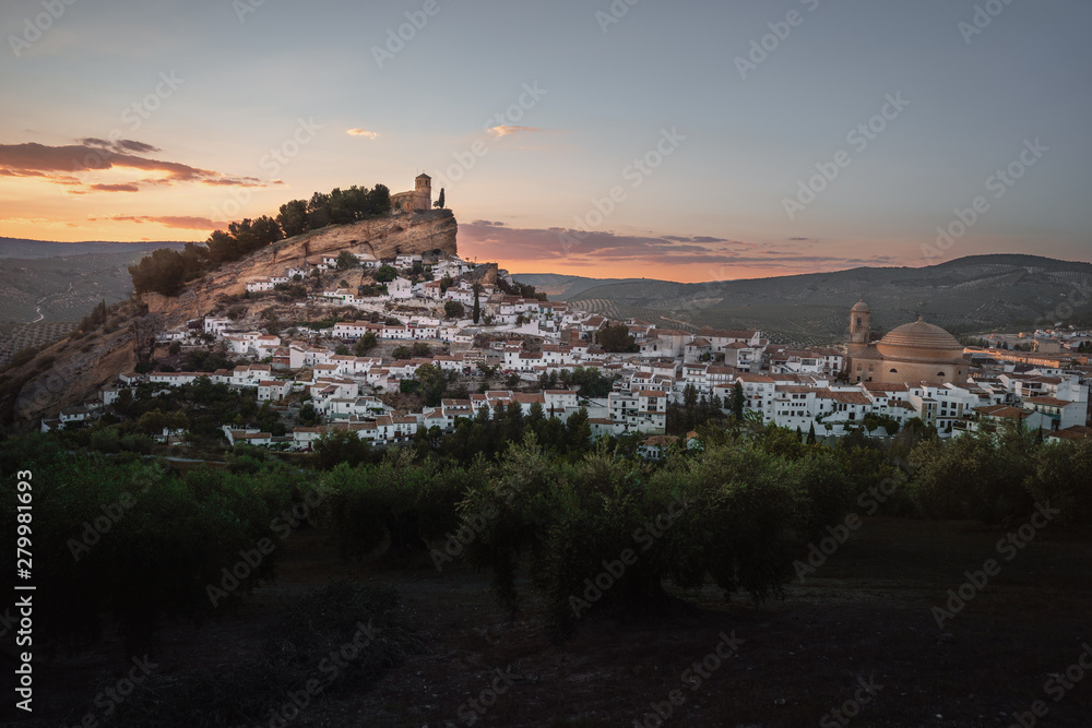 Aerial view of Montefrio city at sunset - Montefrio, Granada Province, Andalusia, Spain