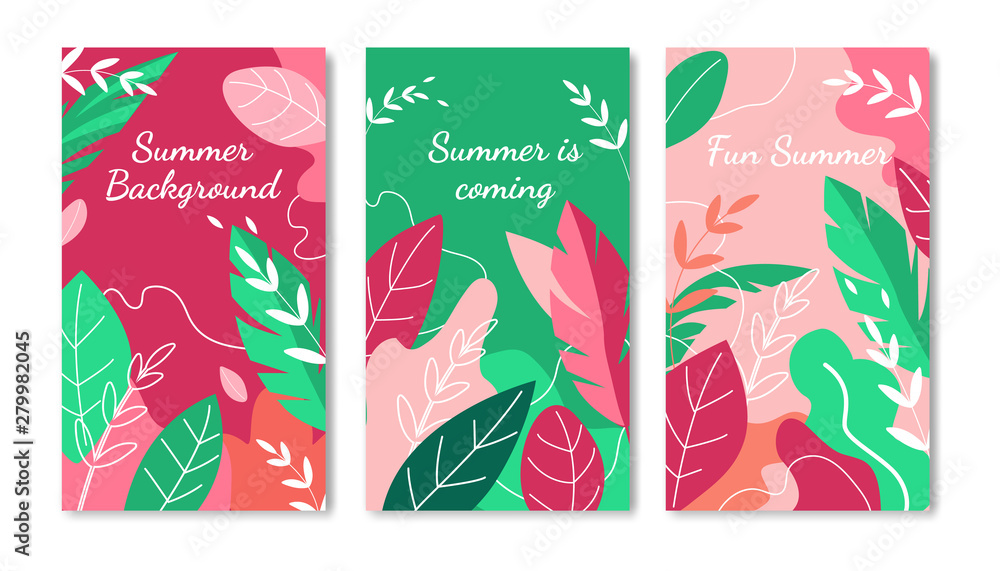 Summer Background Vertical Banners Set. Ad Poster