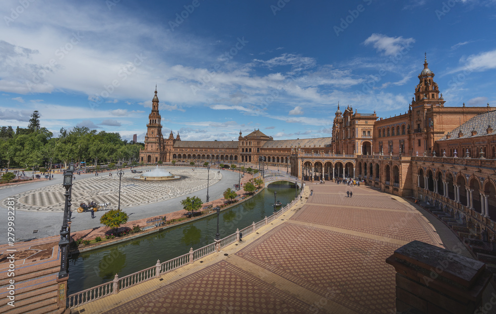 Aerial view of Plaza de Espana Square - Seville, Andalusia, Spain