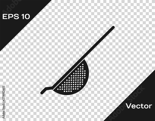 Grey Kitchen colander icon isolated on transparent background. C