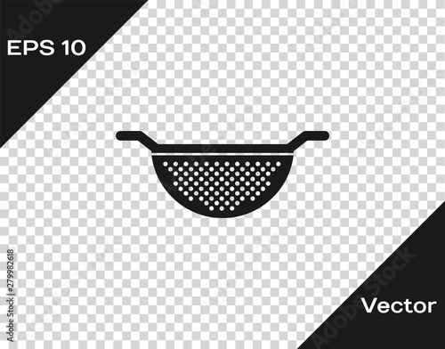 Grey Kitchen colander icon isolated on transparent background. C