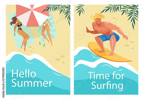 Hello Summer, Time for Surfing Vertical Banners