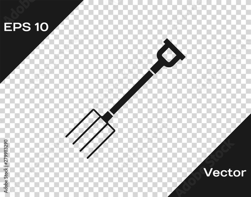 Grey Garden pitchfork icon isolated on transparent background. G