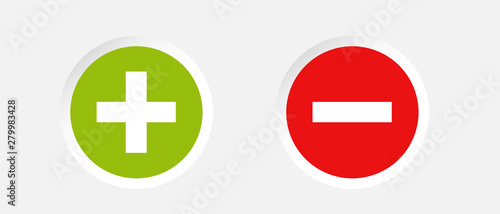 Plus And Minus Set - Vector Illustration - Isolated On White Background
