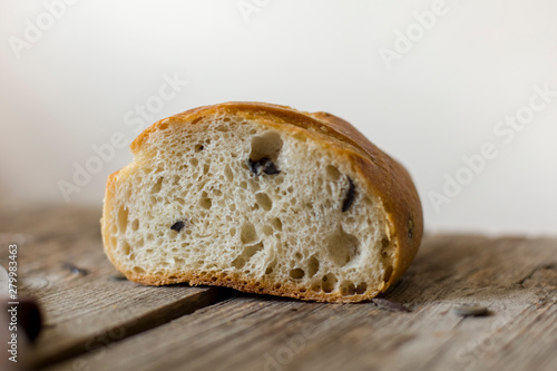 sliced sourdough bread loaf on the wooden table