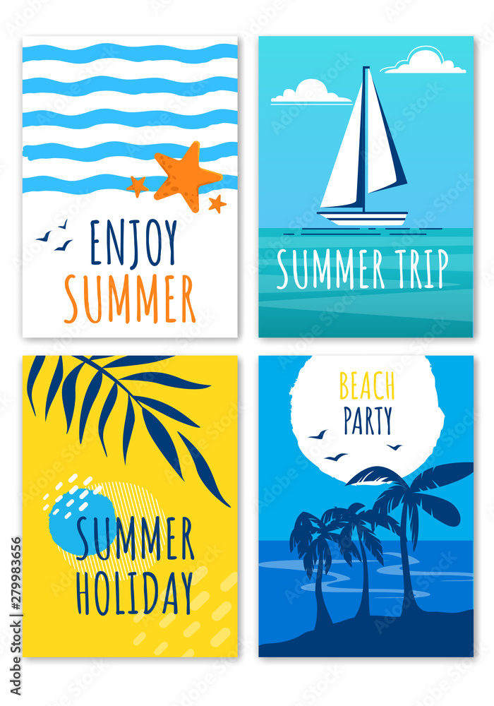 Enjoy Summer Holiday Trip, Beach Party Banners Set