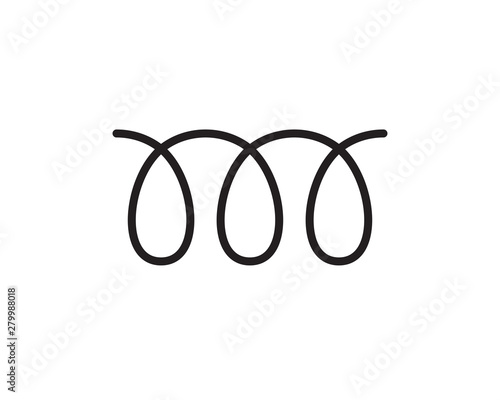 Black spiral flexible wire elastic on white