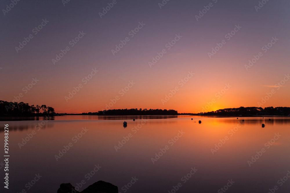 Photograph of a sunset in Brittany, France, summer.