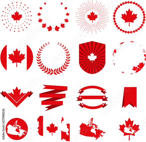 Canada day. Decorative elements,   set of greetings or elemants for banner , paper, decorative background. Vector illustration 