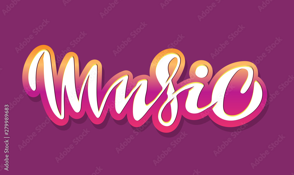 Music - cute hand drawn doodle lettering label poster art