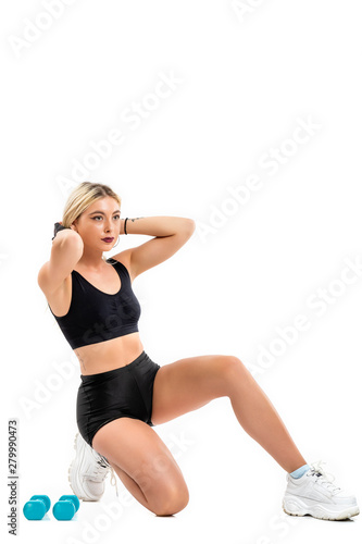 Portrait Fitness Woman. isolated on white background