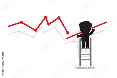 Businessman climbing the staircase make growing graph, Flat design character, illustration element, Financial concept