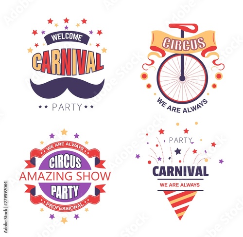 Circus show and carnival party isolated icons fair ground