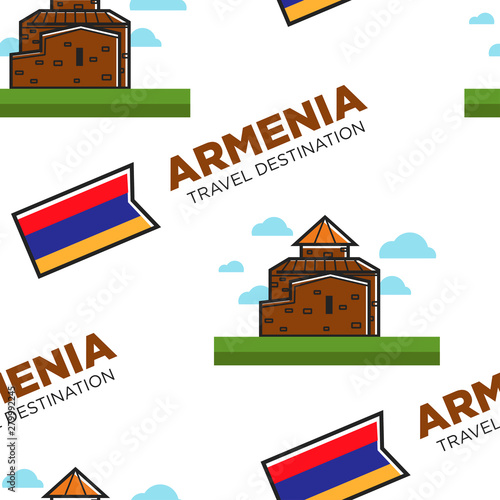 Armenian architecture Armenia travel destination seamless pattern