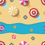 Pattern design for summer season. Vector illustration is in flat style for gift wrapping paper, texture, kid book cover. Top view.