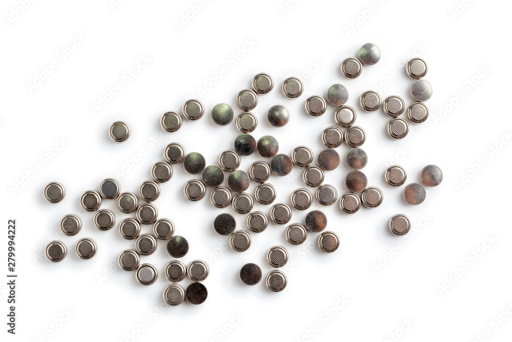 Top view of Batteries isolated on white background. Top view of Batteries isolated on white background.