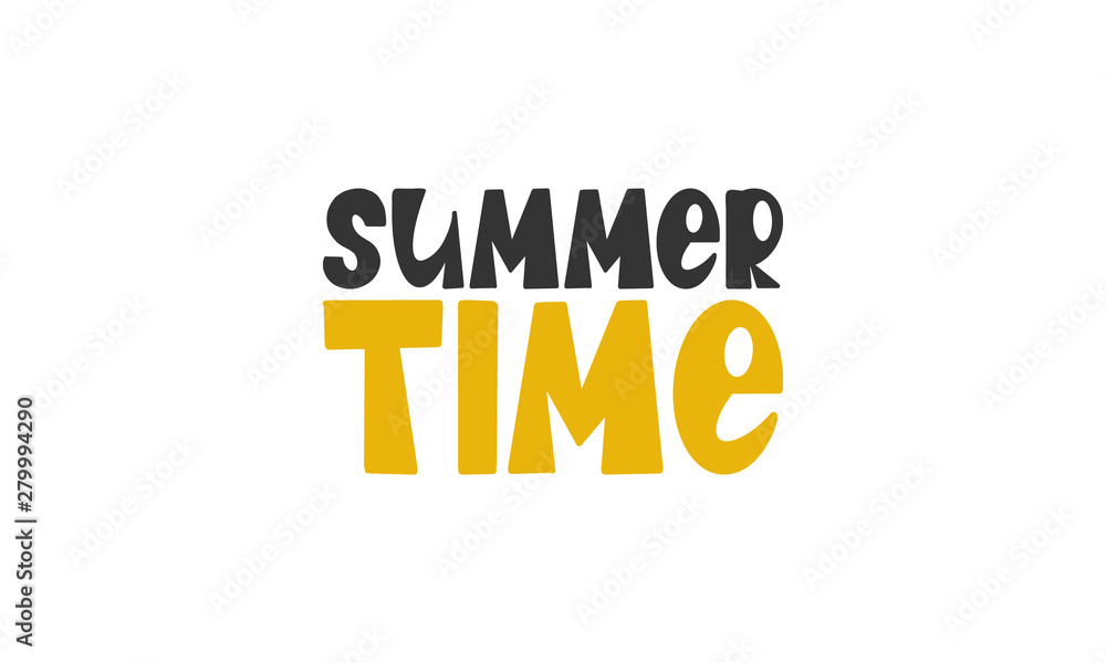 Summer Time. Handwritten vector lettering. Unique hand drawn nursery poster. Cute phrase. Ink brush calligraphy. Scandinavian style font. Poster, card, banner, t-shirt design element. Illustration Summer Time. Handwritten vector lettering. Unique hand drawn nursery poster. Cute phrase. Ink brush calligraphy. Scandinavian style font. Poster, card, banner, t-shirt design element. Illustration