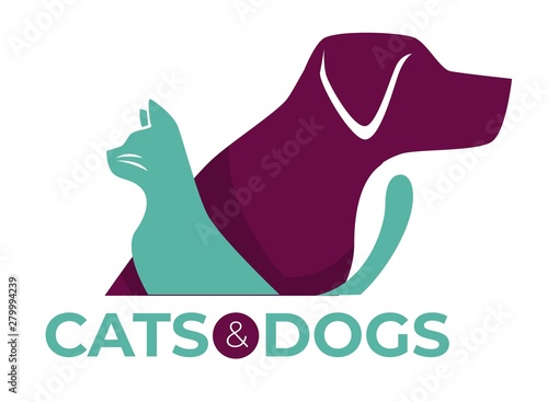 Cats and dogs vet clinic pets shop or shelter isolated icon