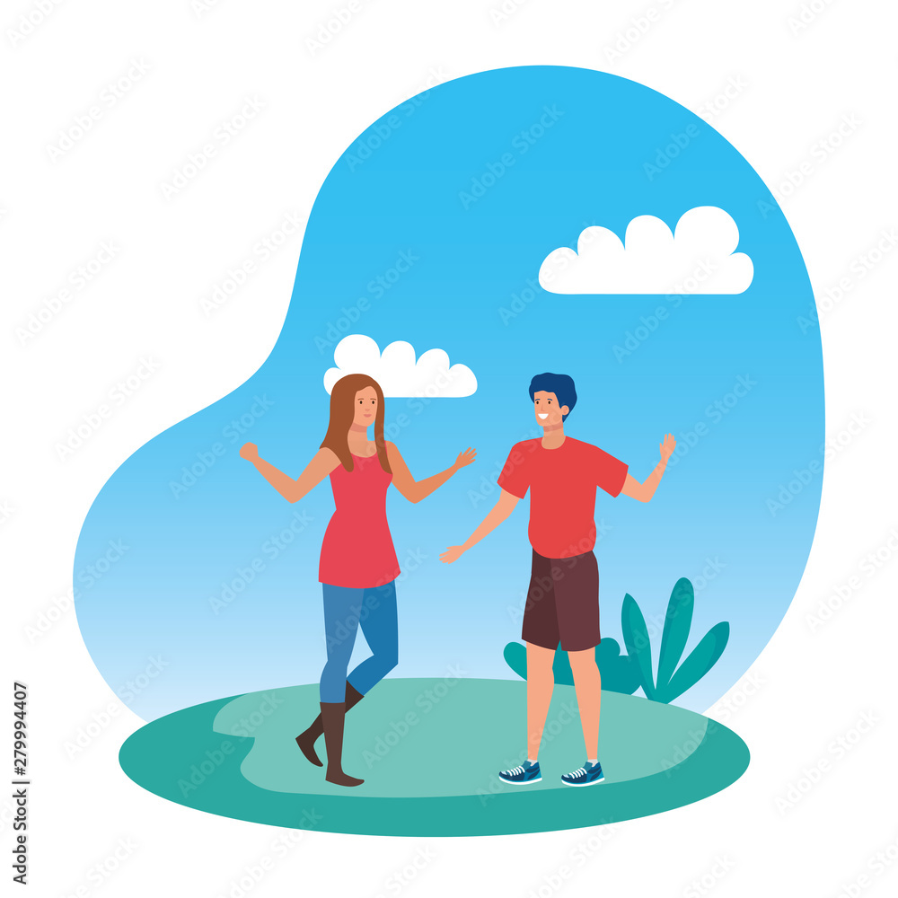 young lovers couple in the landscape young lovers couple in the landscape