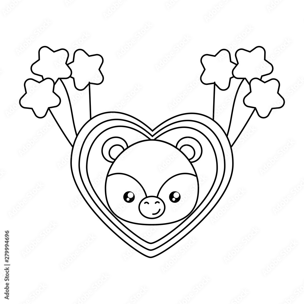 head of cute little bear baby in heart with balloons helium head of cute little bear baby in heart with balloons helium