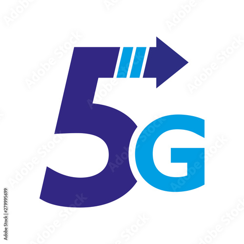 5th generation mobile network logotype. Isolated vector 5G icon. High speed connection wireless systems sign. Telecommunications standard of faster Internet connection. EPS 10.