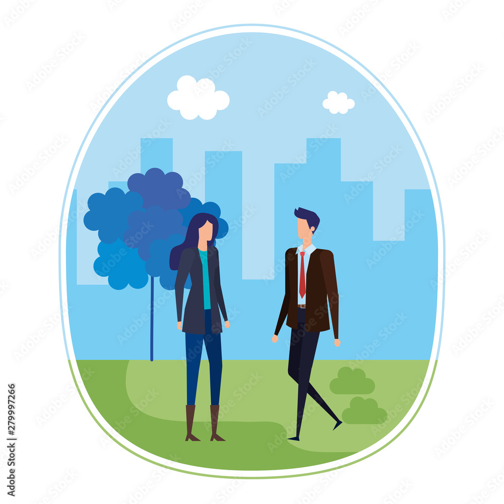 elegant young business couple on the city elegant young business couple on the city