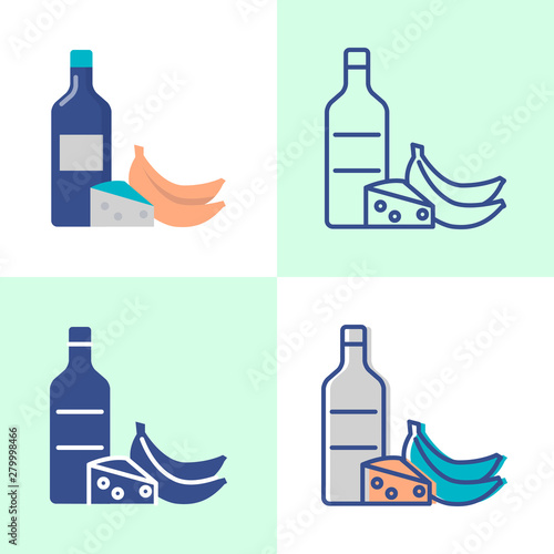 Histamine high food icon set in flat and line style