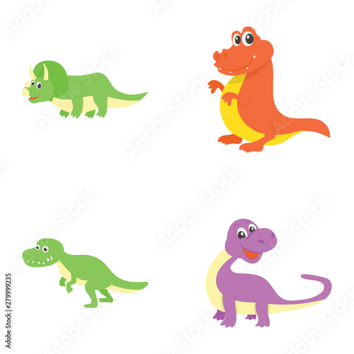 Dinosaurs Flat Vectors Set