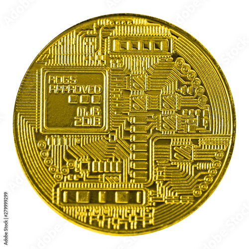 Digital currency Bitcoin isolated on a white background