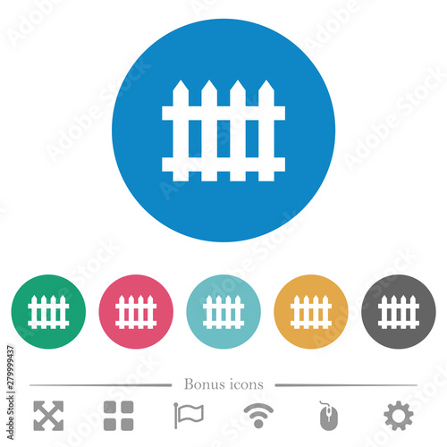 Fence flat round icons