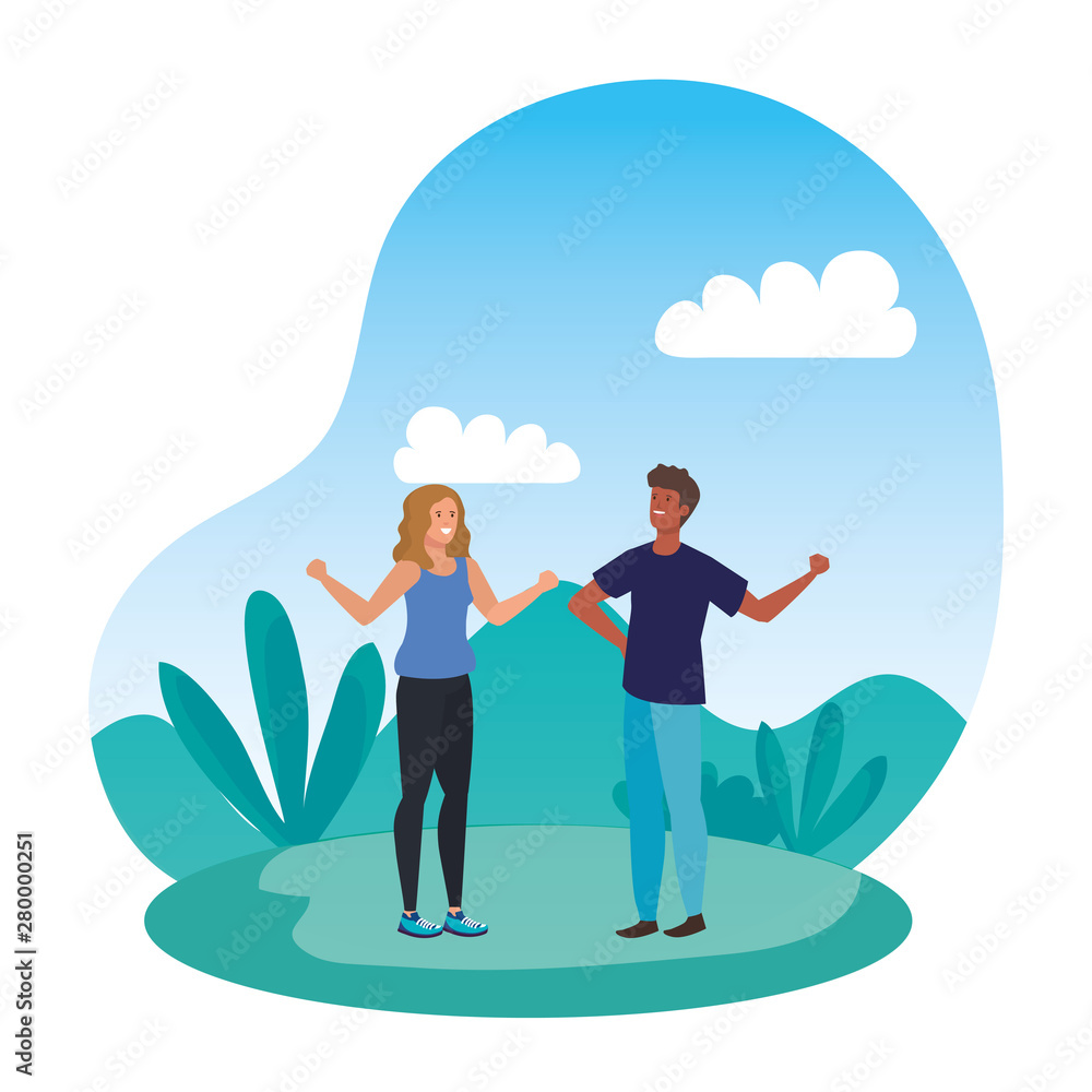 young interracial lovers couple in the landscape young interracial lovers couple in the landscape