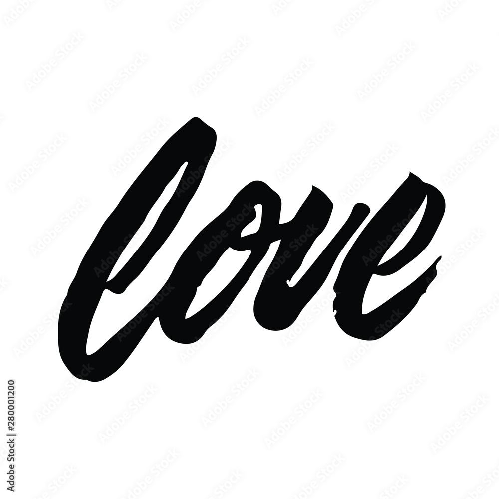 Love hand drawn brush calligraphy. Vector illustration Love hand drawn brush calligraphy. Vector illustration