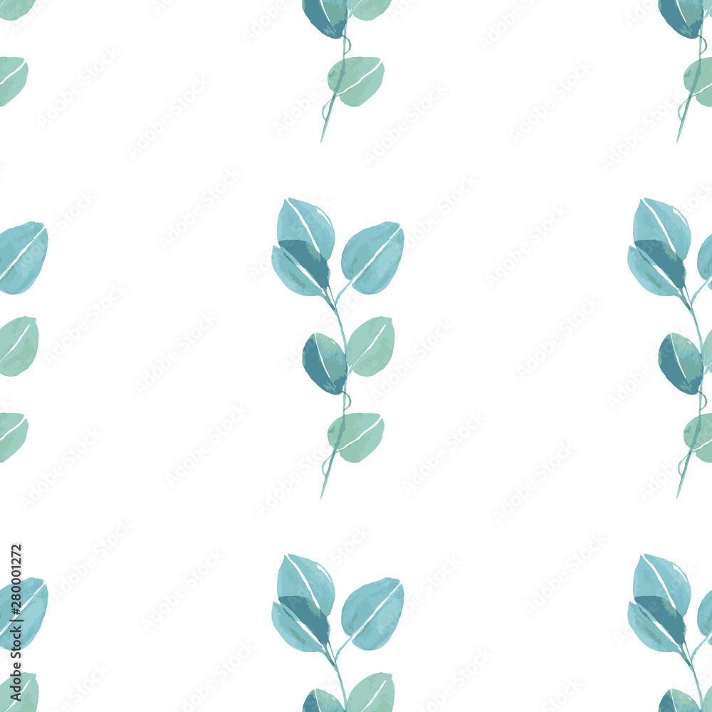 Obraz premium Trendy foliage eucalyptus pattern, great design for any purposes. Botanical vector illustration.