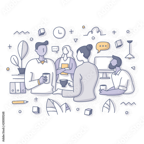 Team Having Coffee Break at Work Concept