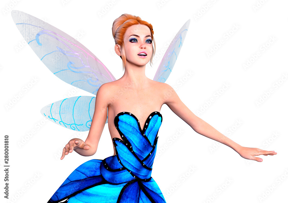 3D Rendering Fantasy Fairy on White 3D Rendering Fantasy Fairy on White