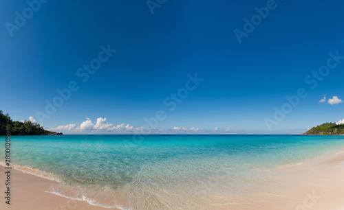 Stunning panorama of Seychelles water and sky