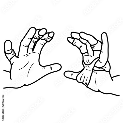 close-up two hands of artistic gymnastics player vector illustration sketch doodle hand drawn with black lines isolated on white background