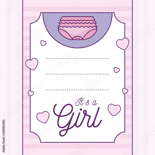 baby shower card it is a girl with diaper