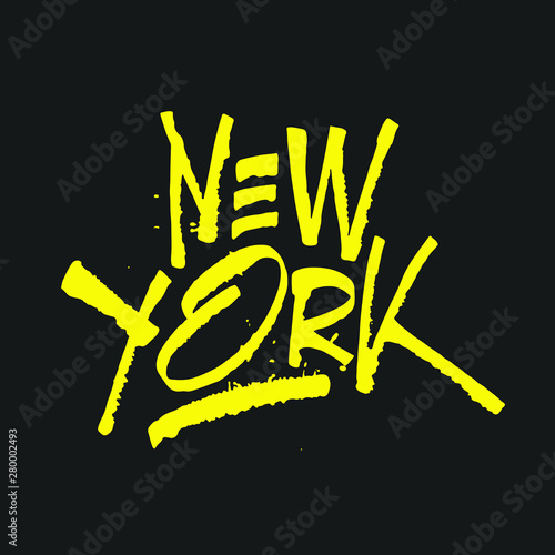 Hand drawn typography lettering phrase New York isolated on the white background. Modern brush calligraphy for typography poster