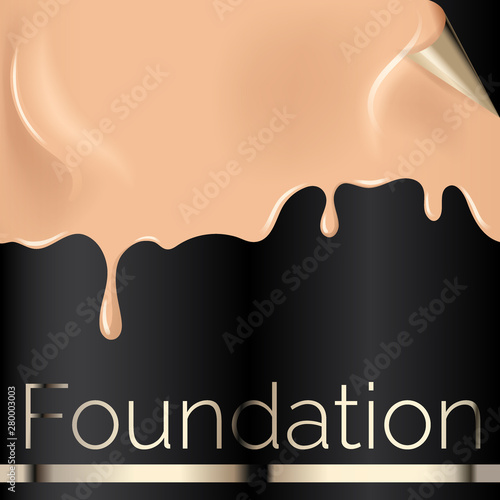 Foundation liquid texture, creamy skin tone foundation vector illustration close up look on black background