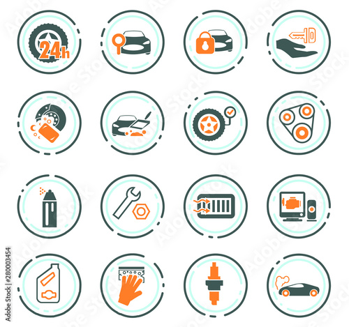 Car shop icons set