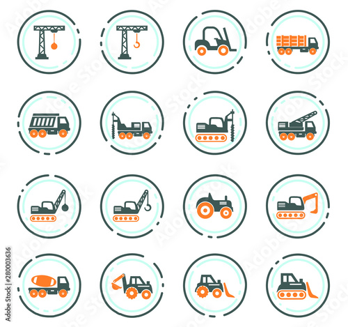 Construction transport icons set