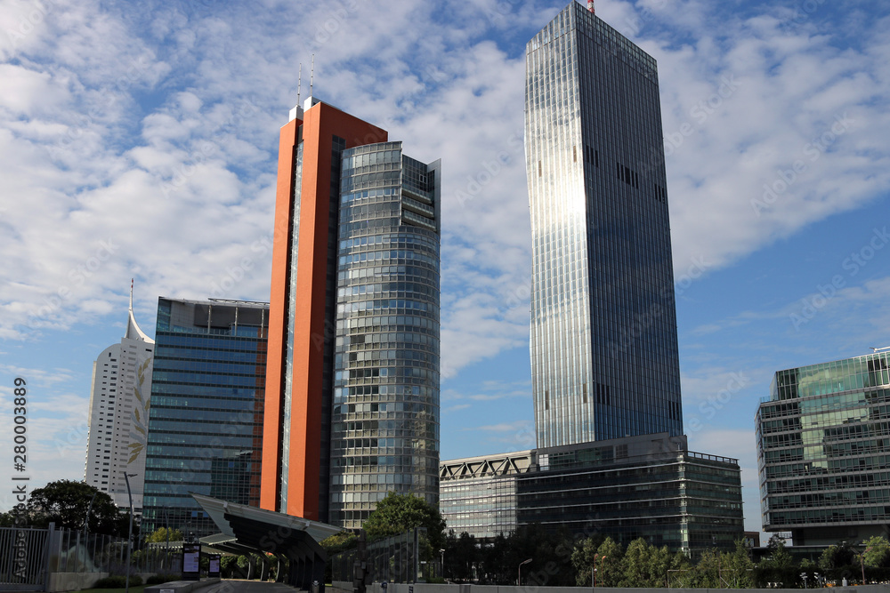 Modern office buildings Danube city Vienna Austria Modern office buildings Danube city Vienna Austria
