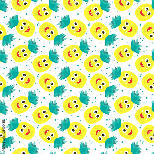 Seamless pattern with colorful pineapples.